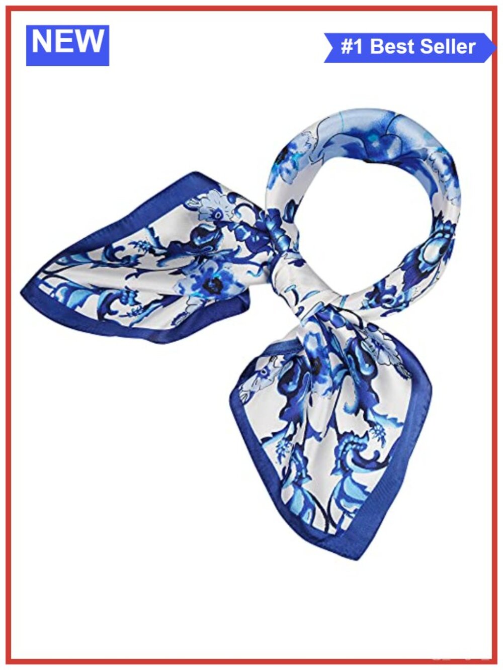 Silk Like Satin Scarf Large Square Headscarf 24x24 Lightweight Floral